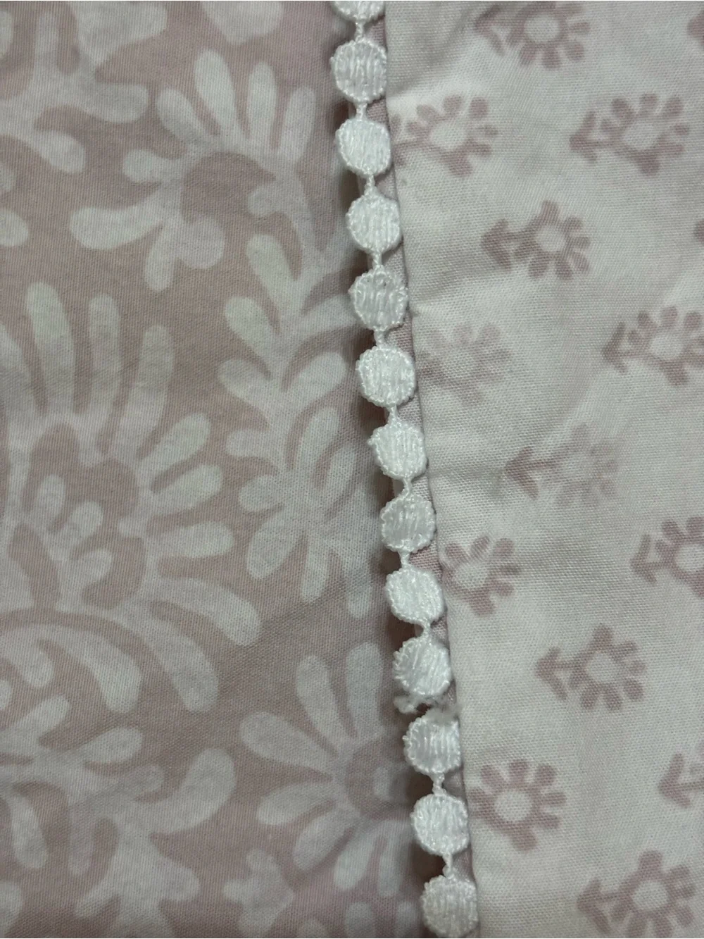 2 Shabby Chic Est 1989 Mauve Floral Pillow Shams Reversible Tiny Pom Pom Trim